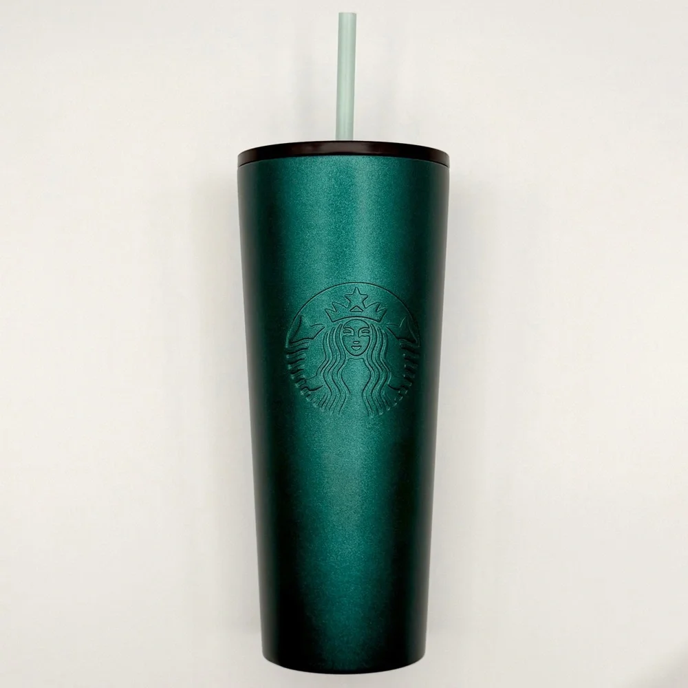 Starbucks 24oz Matte‎ Dark Green Cold Cup Tumbler – Used